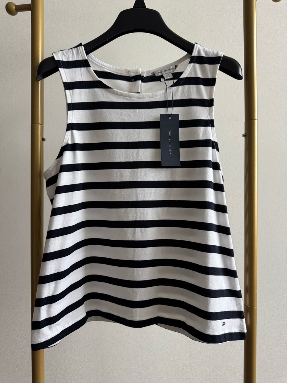Tommy Hilfiger Black & White Striped Sleeveless Tank Top